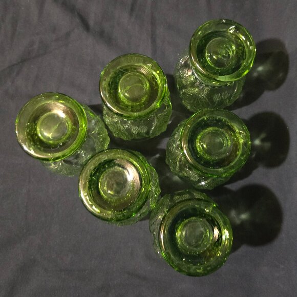 Green Glass Daisy Water Goblets - Anthropologie Helianthus  Anthropologie Helianthus Green Glass Water Goblet - Set of 6